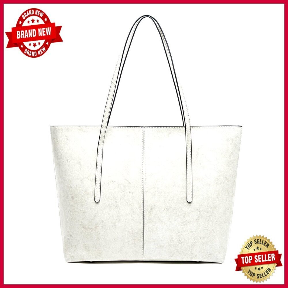 Large Genuine Leather Tote Bag with Top Handle and Shoulder Strap